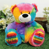 Rainbow Bear 30cm Christening Personalised Message on Feet