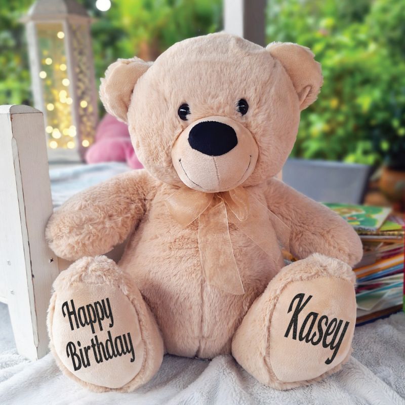 40cm Zipper Bear Birthday Personalised Message on Feet