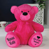 Hot Pink Bear 40cm Nanna Message on Feet
