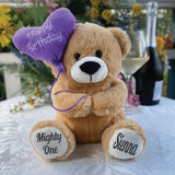Happy Birthday Balloon Bear 25cm 1st Birthday Personalised Feet