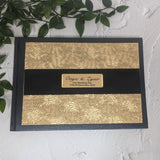 Wedding Personalised Black & Gold Embossed Guest Book with Custom Plaque