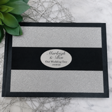 Wedding Personalised Black & Silver Glitter Guest Book with Custom Plaque