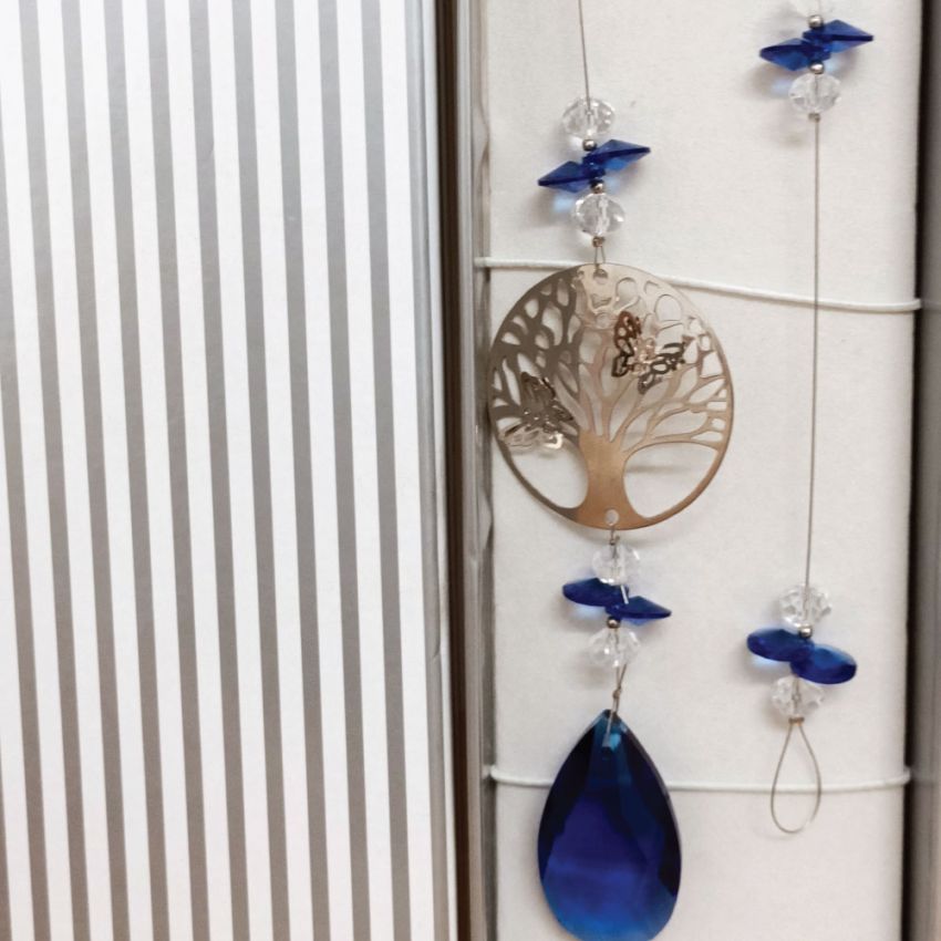 60th Birthday Tree of Life Suncatcher- Blue