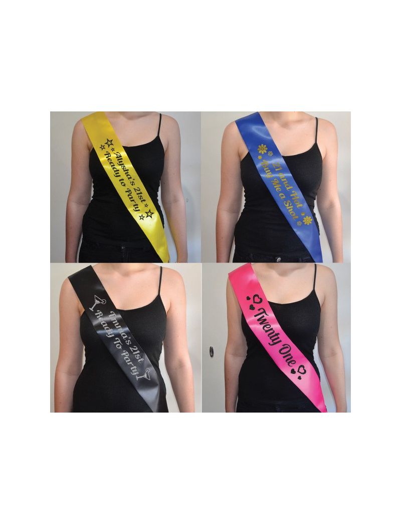 21st Birthday Personalised Custom Sash 10 Colours