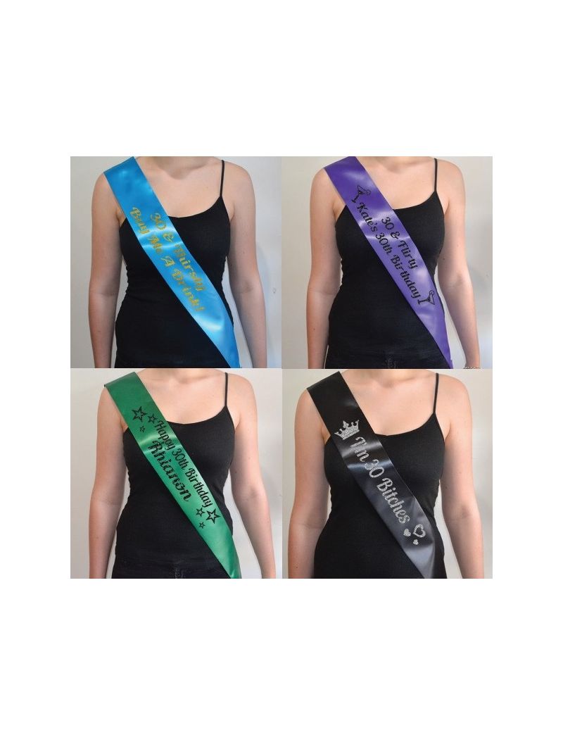 30th Birthday Personalised Custom Sash 10 Colours