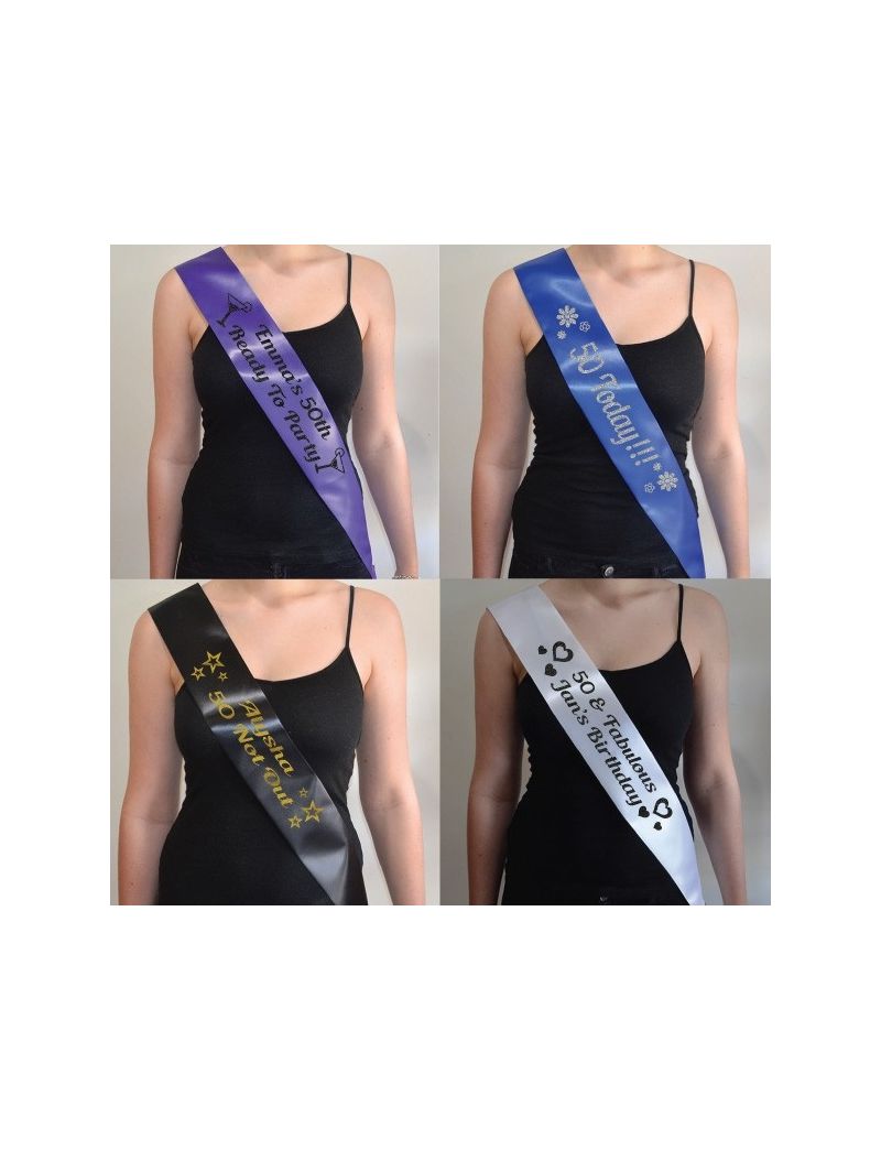 50th Birthday Personalised Custom Sash 10 Colours