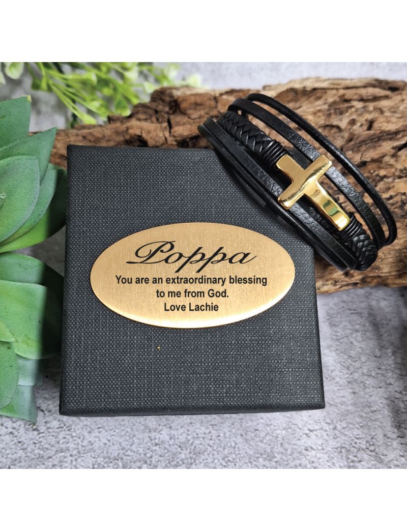 Gold Cross Stacked Bracelet In Pop Gift Box