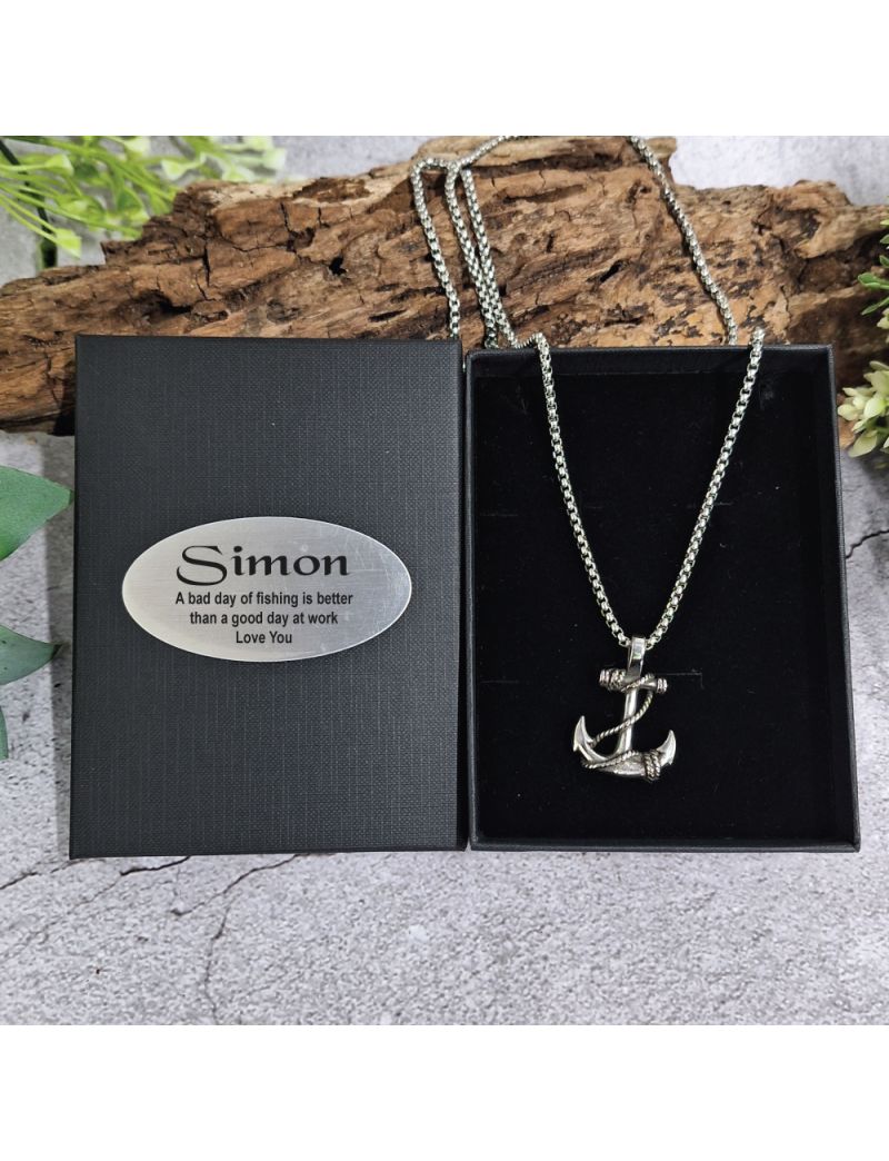 Stainless Steel Anchor Necklace in Personalised Box