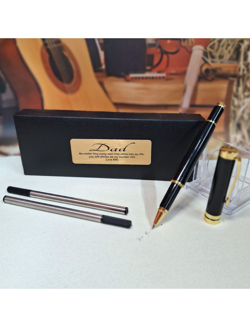 Personalised Dad Black Ballpoint Pen Set