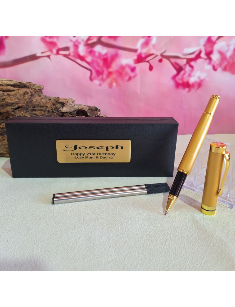 Personalised 21st Birthday Gold Ballpoint Pen Set
