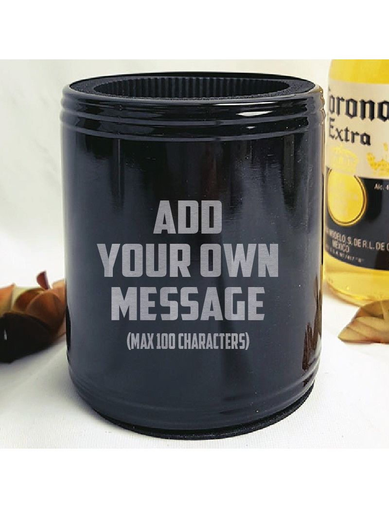 Custom Engraved Black Can Cooler Stubby Holder - Your Design