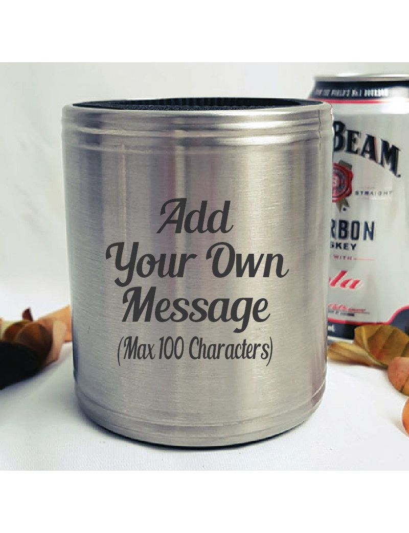 Custom Engraved Silver Can Cooler Stubby Holder - Your Design