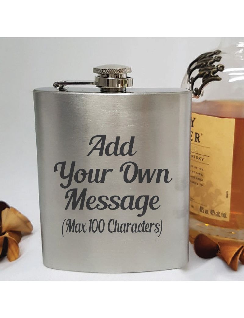 Custom Engraved Silver Flask 7oz - Your Design