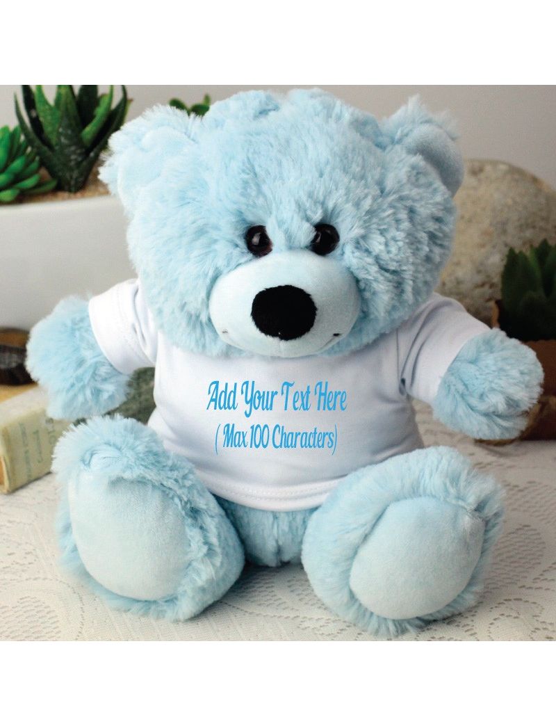 Custom Text T-Shirt Bear - Light Blue
