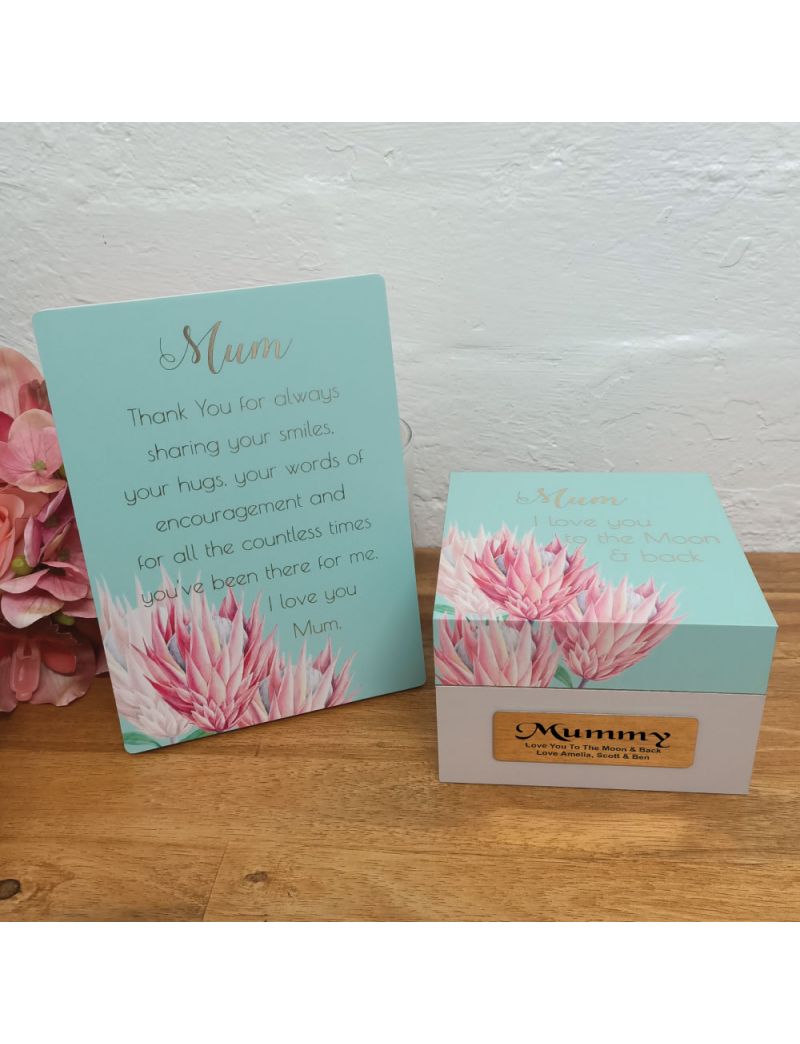 Mum Summer Plaque and Personalised Trinket Box