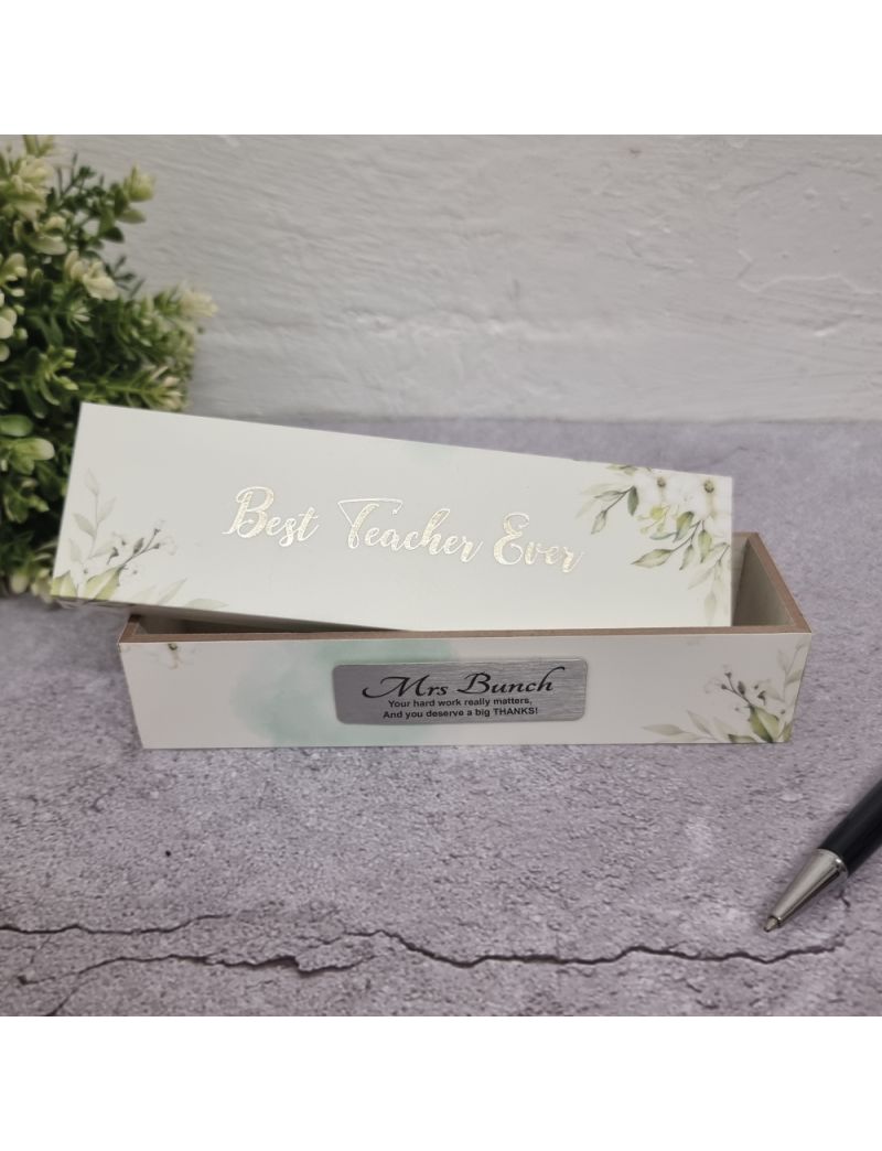 Best Teacher Ever Pencil Trinket Box
