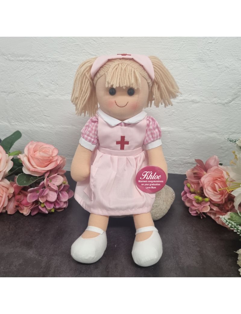 Graduation Nurse Rag Doll with Badge 35cm