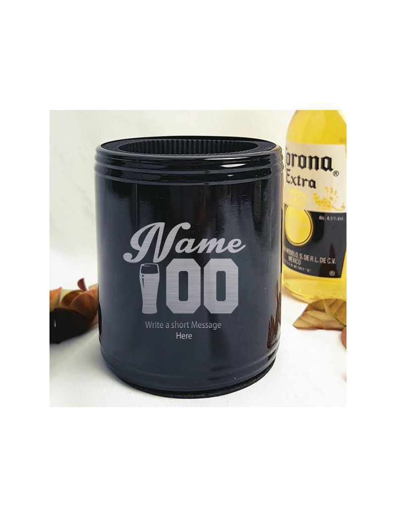 Personalised Black Birthday Can Cooler (M)