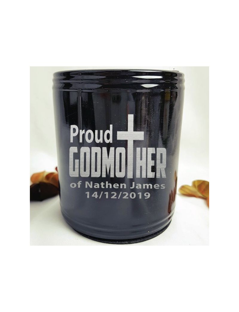 Godmother Engraved Black Can Cooler Personalised