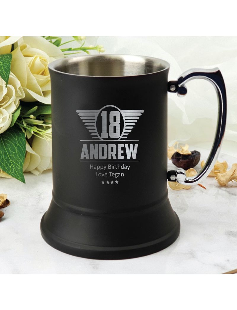 18th Birthday Stainless Steel Black Stein Mug (M)