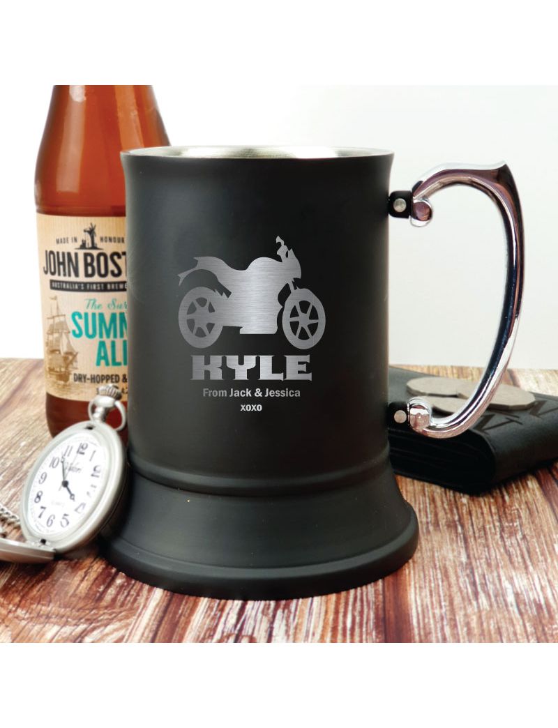 Personalised Engraved Stainless Steel Black Beer Stein (M)