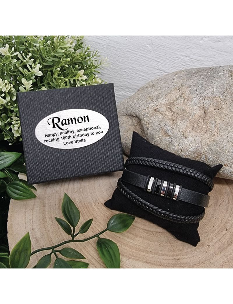 Stacked Leather Bracelet 100th Birthday Gift Box