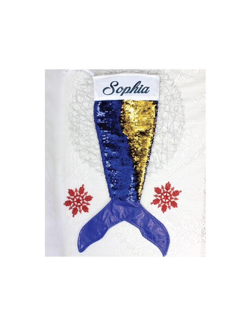 Mermaid Tail Sequin Christmas Stocking - Blue