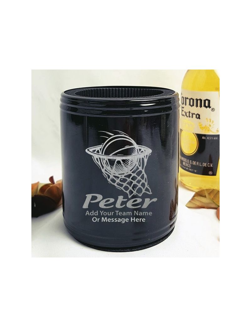 Basketball Coach  Engraved Black Stubby Can Cooler Personalised
