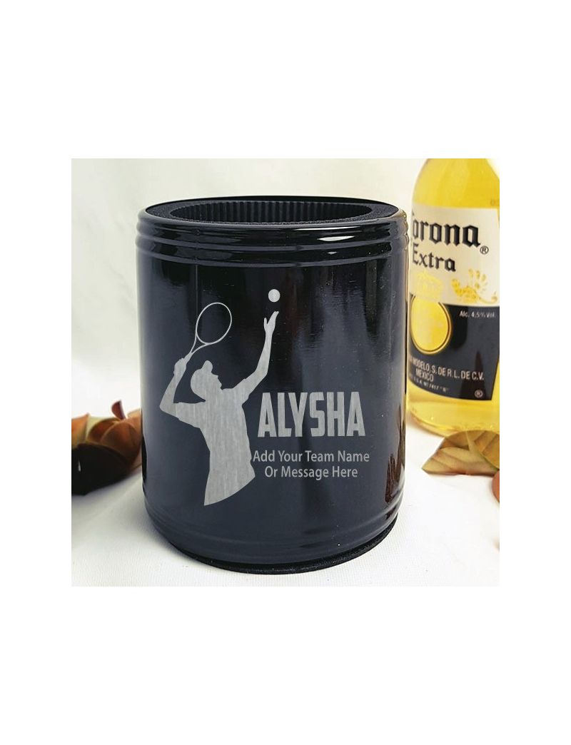 Tennis Coach Engraved Black Stubby Can  Cooler Personalised