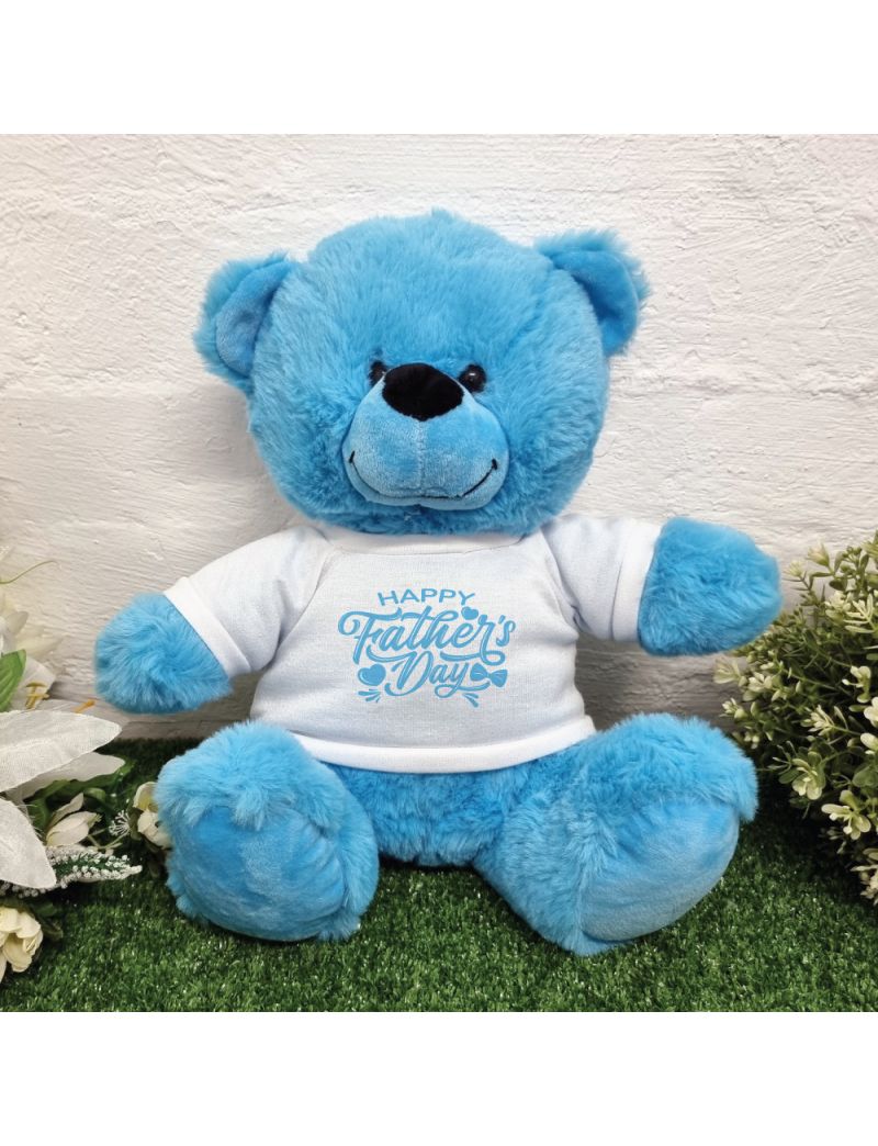 Happy Fathers Day Teddy Bear 30cm Plush Blue
