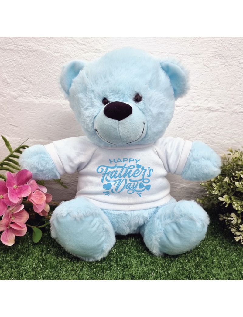 Happy Fathers Day Teddy Bear 30cm Plush Light Blue