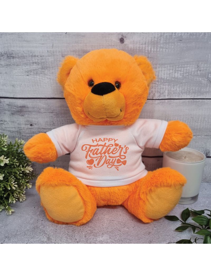 Happy Fathers Day Teddy Bear 30cm Plush Orange