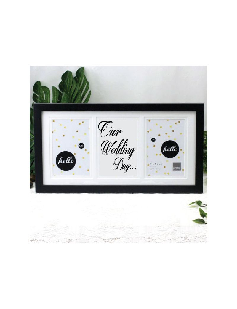 Our Wedding Black Frame Gallery Collage Typography Print