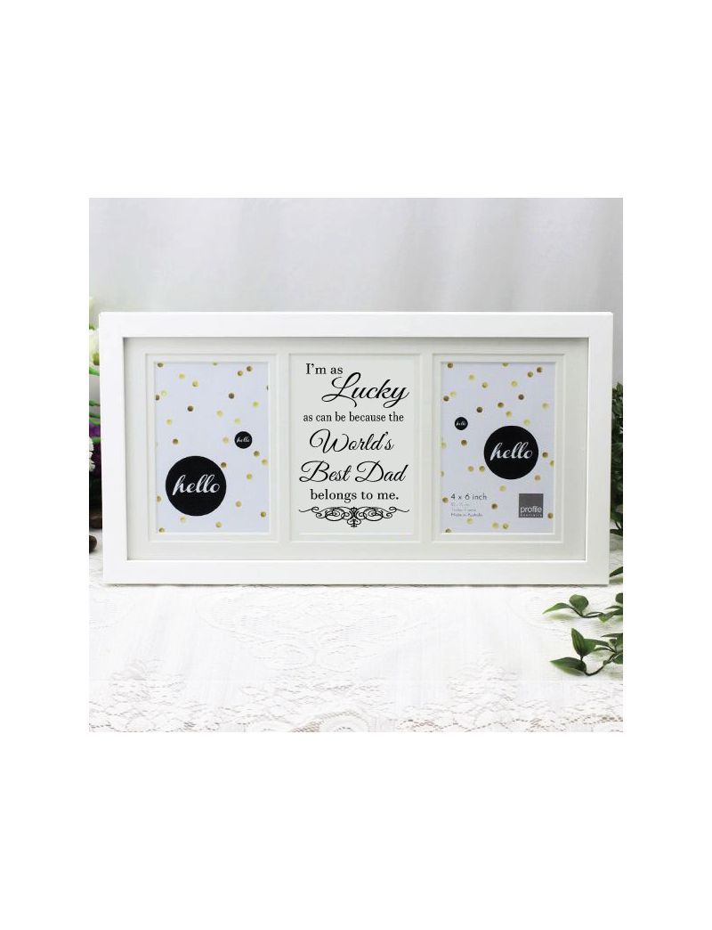 World's Best Dad White Gallery Collage Frame Typography Print