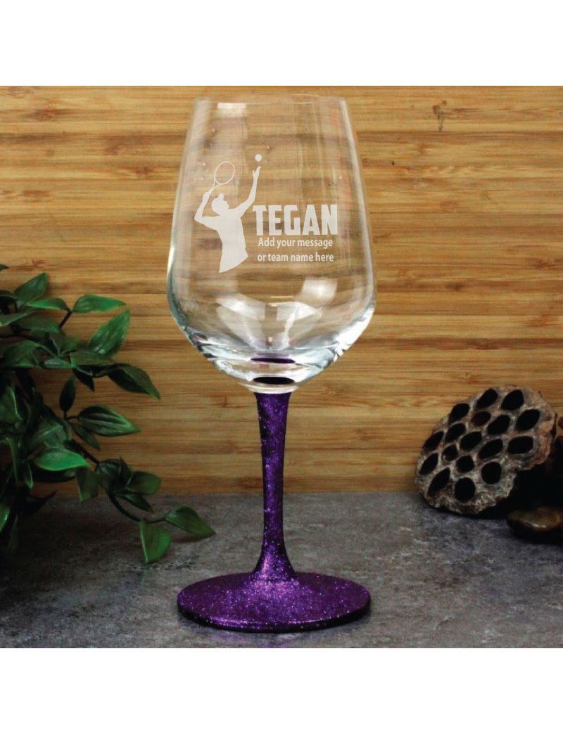 Tennis Coach Engraved Personalised Wine Glass