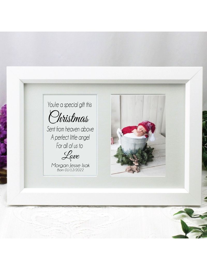 1st Christmas Photo Frame Typography Print 4x6 White