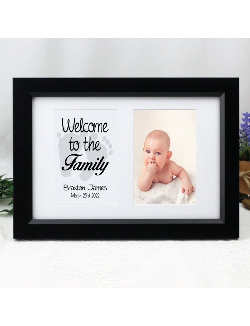 Baby Photo Frame Typography Print 4x6 Black