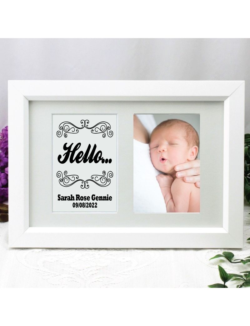 Baby Photo Frame Typography Print 4x6 White