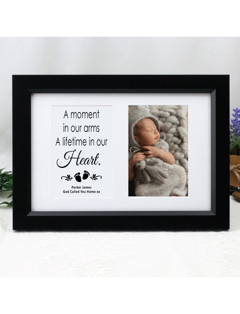 Baby Memorial Photo Frame Typography Print 4x6 Black