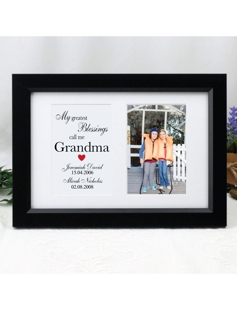 Grandma Blessing Photo Frame Typography Print 4x6 Black