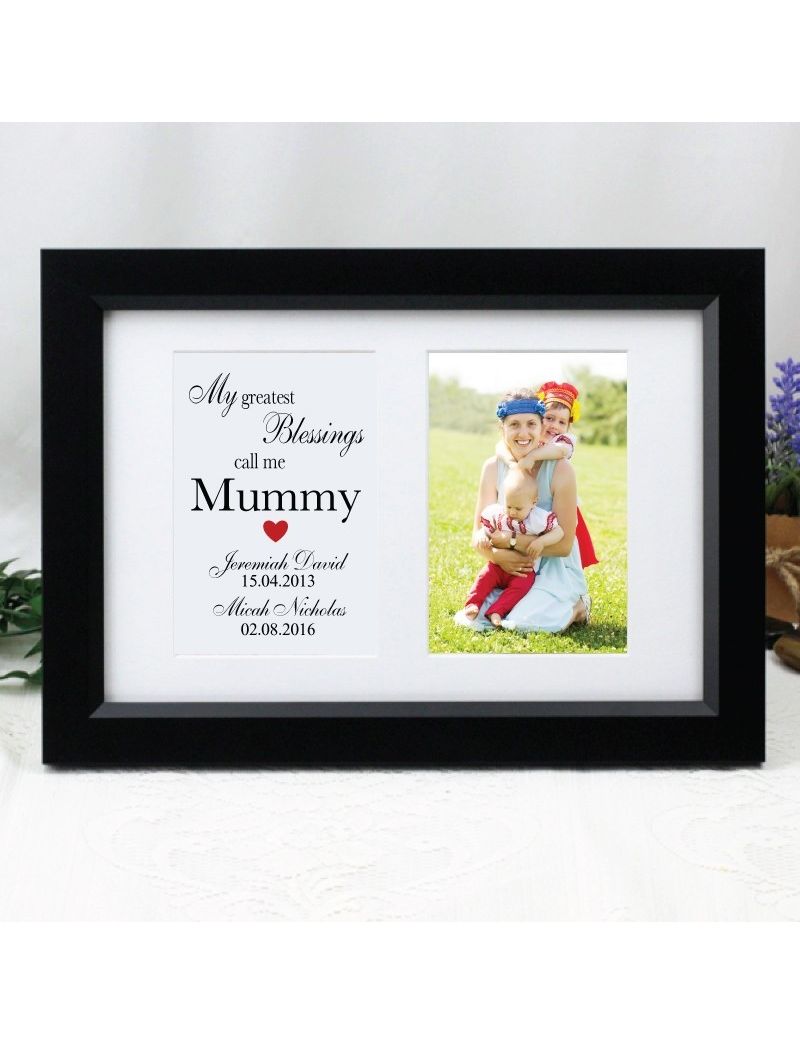 Mum Blessings Photo Frame Typography Print 4x6 Black