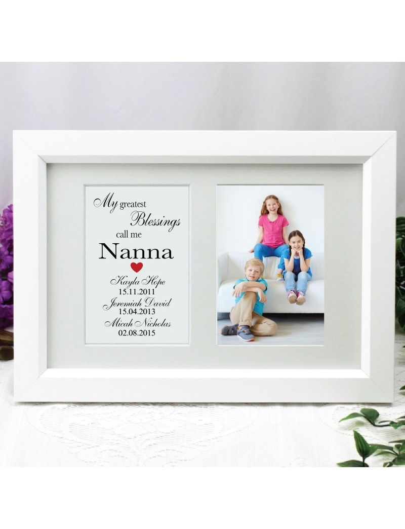 Nana Blessing Photo Frame Typography Print 4x6 White