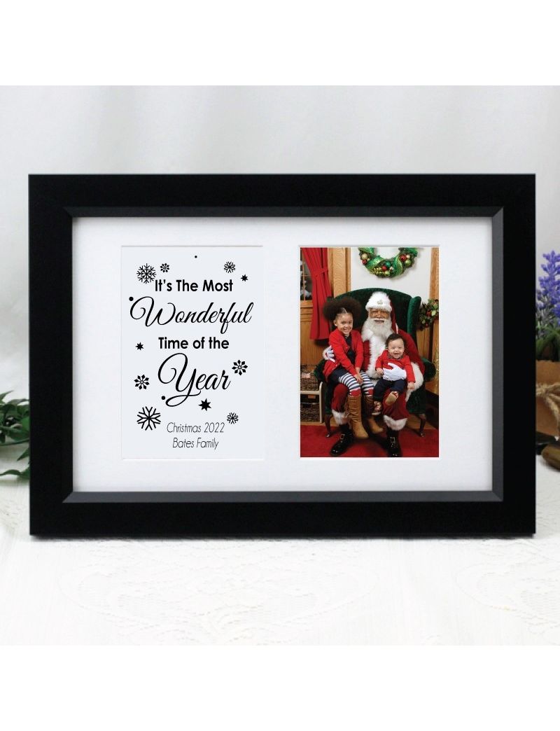 Christmas Photo Frame Typography Print 4x6 Black