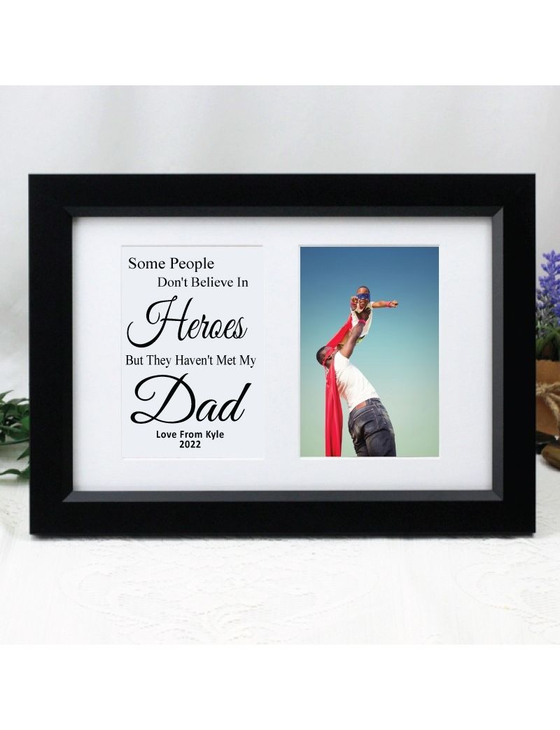 Dad Photo Frame Typography Print 4x6 Black