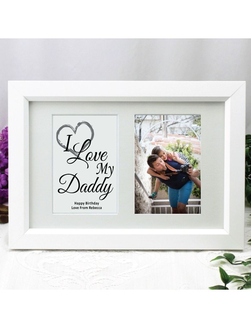 Dad Photo Frame Typography Print 4x6 White