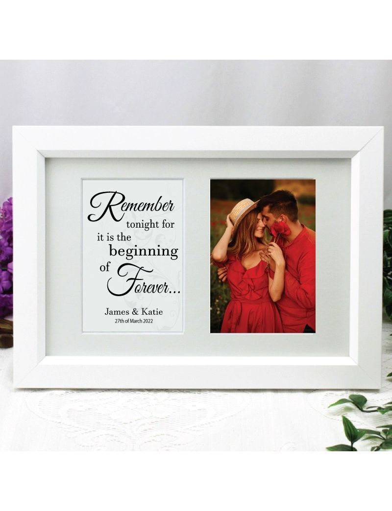 Engagement Photo Frame Typography Print 4x6 White