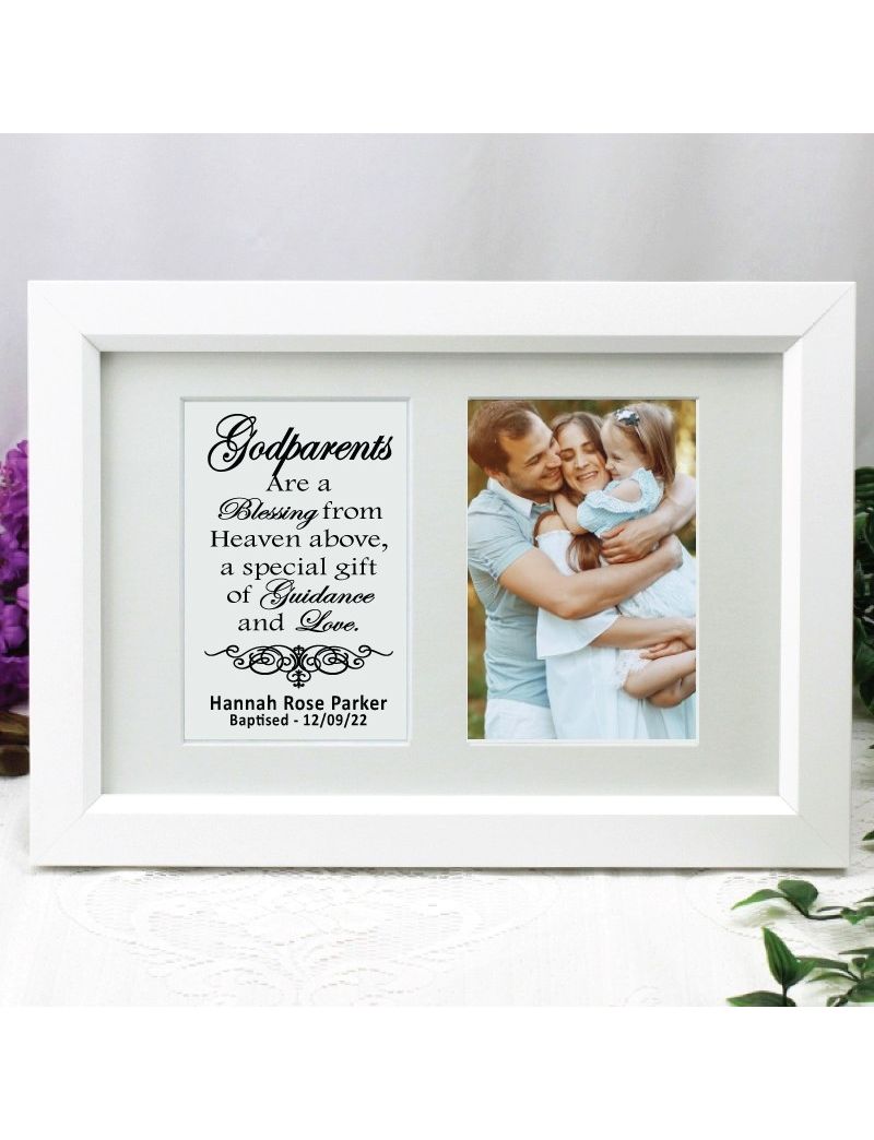 Godparent Photo Frame Typography Print 4x6 White