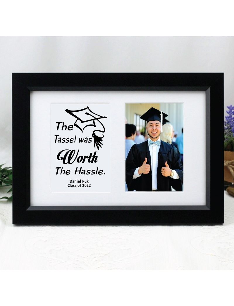 Graduation Photo Frame Typography Print 4x6 Black