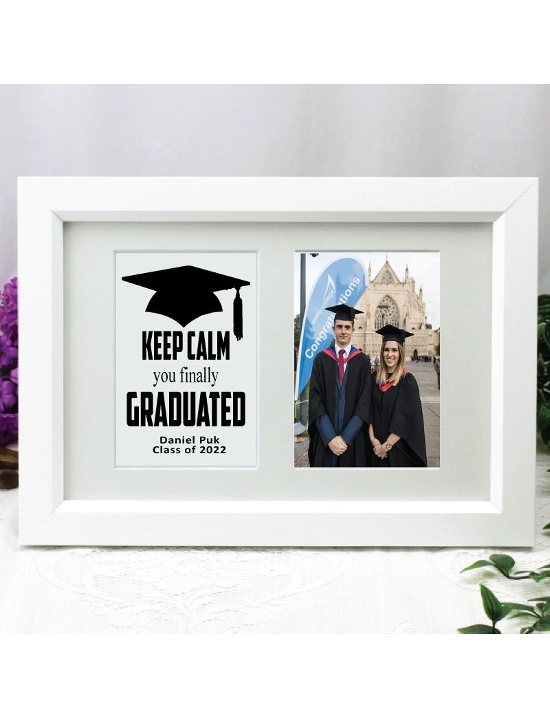 Graduation Photo Frame Typography Print 4x6 White