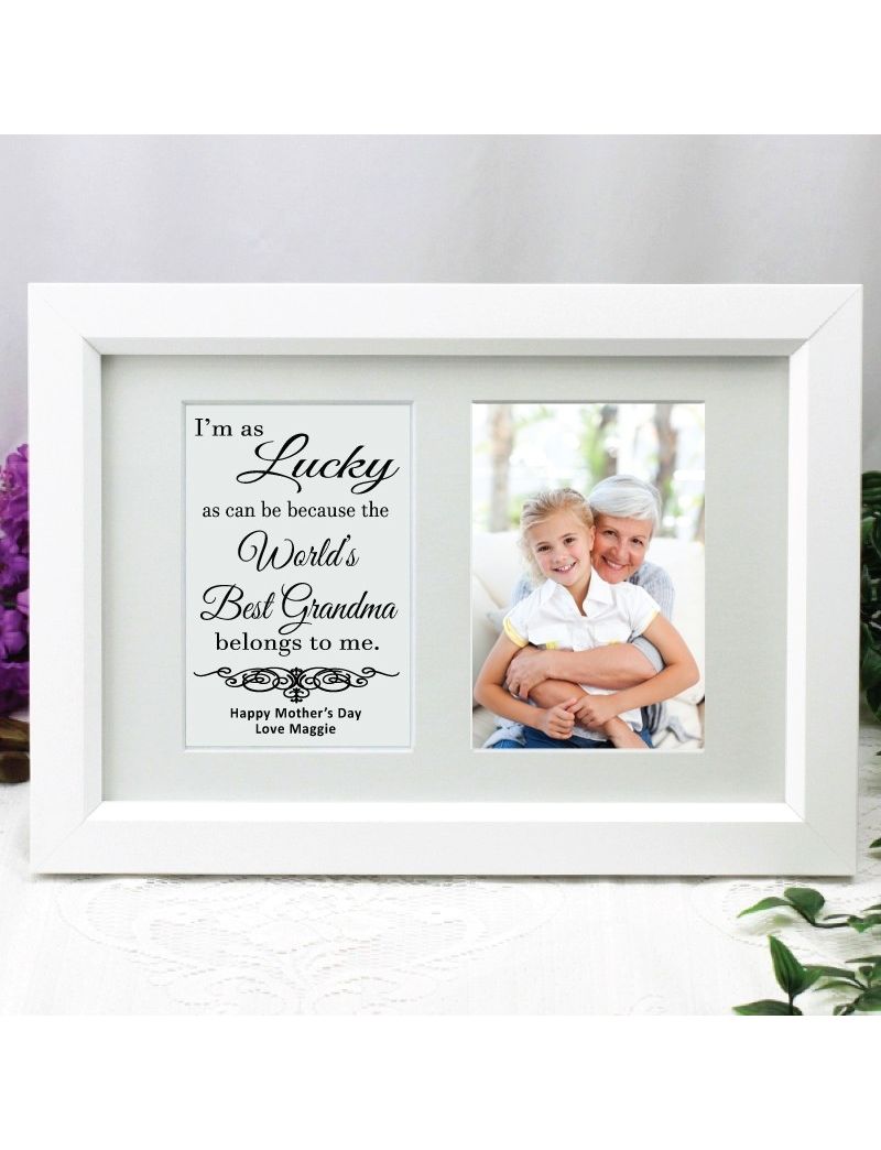 Grandma Photo Frame Typography Print 4x6 White